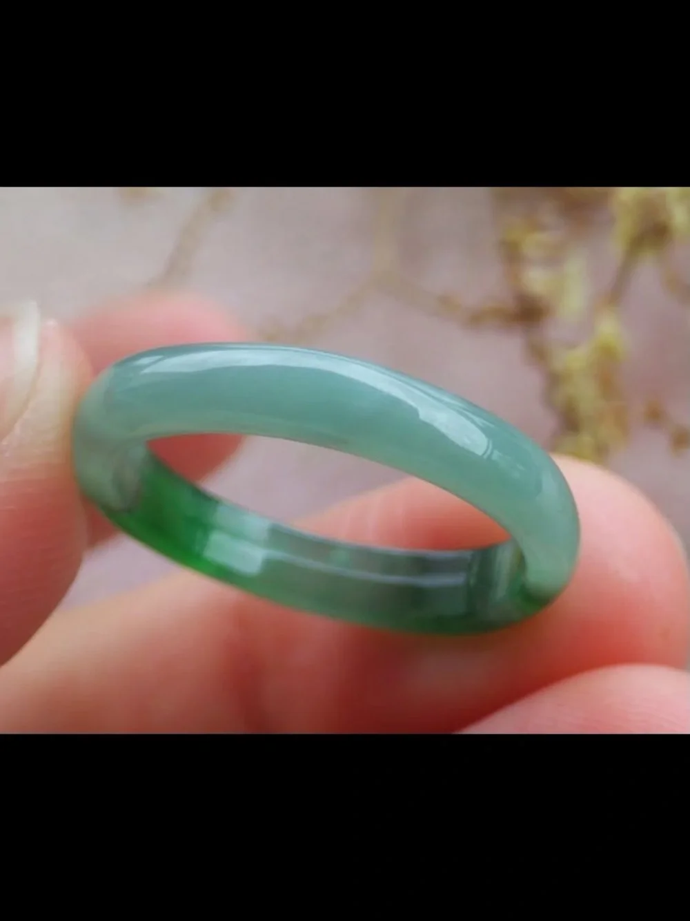 Certificate Jadeite Jewelry Jade luck Green thin Ring Size6.75